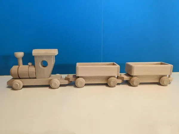 Drevený vláčik s vagónmi, 56 x 8 x 12 cm