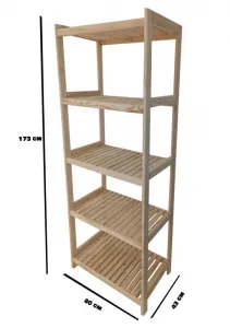 Drevený regál s 5 policami, 173 x 80 x 43 cm