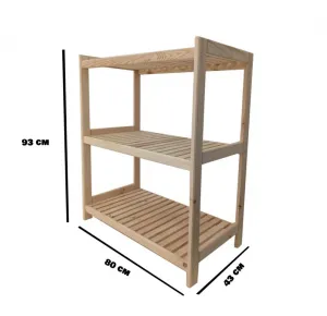 Drevený regál s 3 policami, 93 x 80 x 43 cm