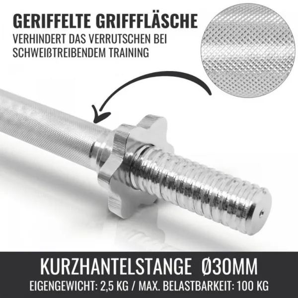 Gorilla Sports Chrómovaná činková tyč, 35 cm