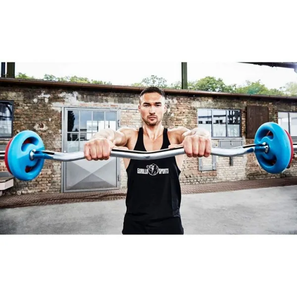 Gorilla Sports Sada činiek a chrómovej SZ tyče, pruž. zámky