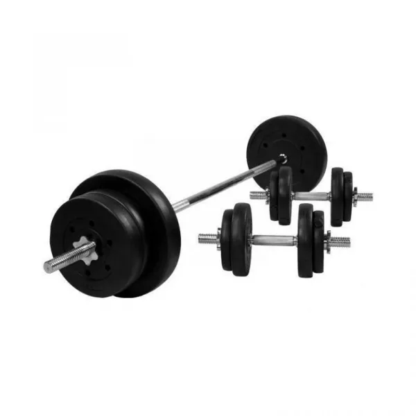 Gorilla Sports Posilňovacia polohovateľná lavica + činky 70 kg