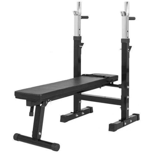 Gorilla Sports Posilňovacia polohovateľná lavica + činky 70 kg
