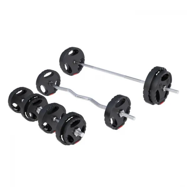 Gorilla Sports Sada posilňovacej lavice + nakladací set, biela