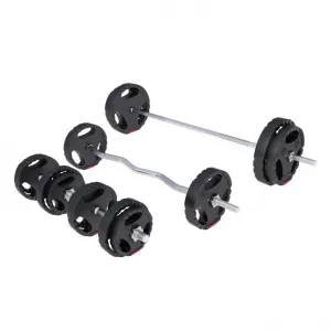 Gorilla Sports Sada posilňovacej lavice + nakladací set, biela