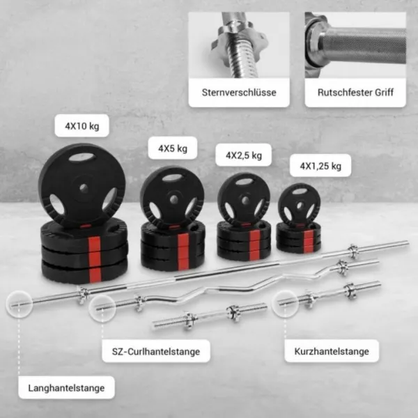 Gorilla Sports Sada posilňovacej lavice + nakladací set, biela