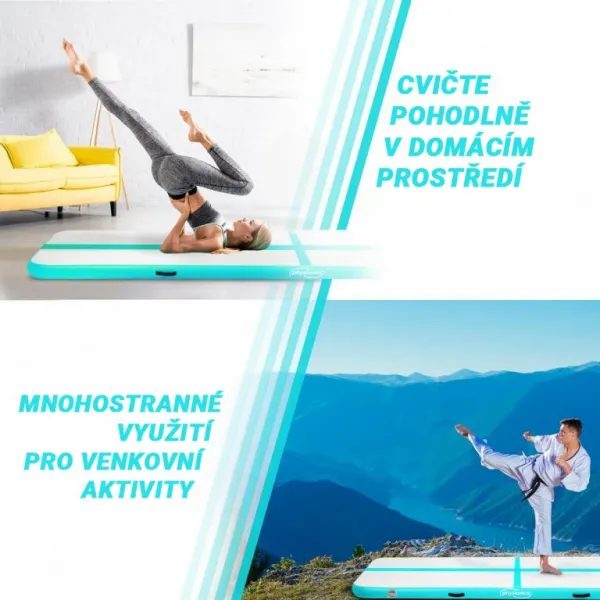 Physionics Airtrack nafukovacia žinenka, 4 m, zelená