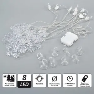 Nexos 86334 Svetelný záves vločky, 8 LED, teplo-biela