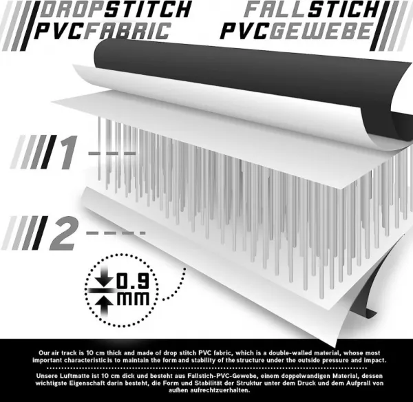 Physionics Airtrack nafukovacia žinenka, 4 m, čierna