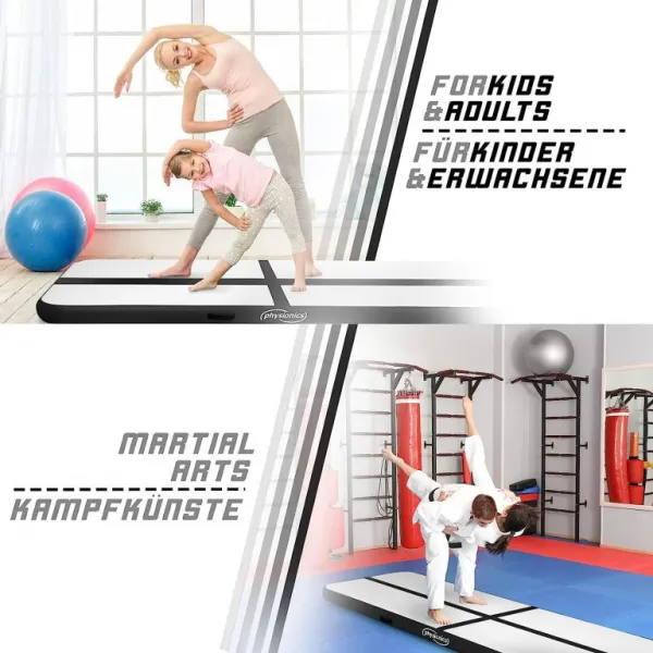 Physionics Airtrack nafukovacia žinenka, 4 m, čierna