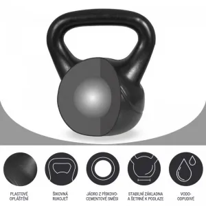 Gorilla Sports Kettlebell činka, plast, čierna, 12 kg
