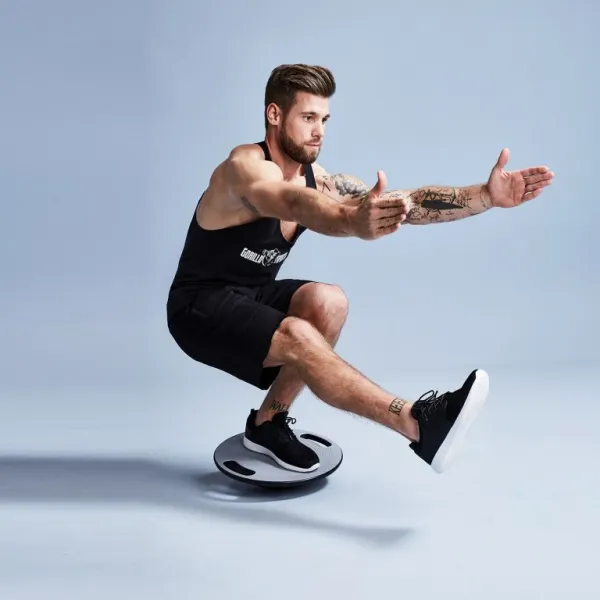 Gorilla Sports Balančná doska s držadlami, čierno / sivá