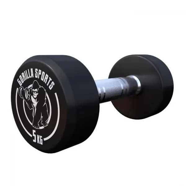 Gorilla Sports Guľaté jednoručné činky, gumové, 2 x 5 kg