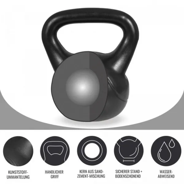 Gorilla Sports Kettlebell činka, plast, čierna, 20 kg
