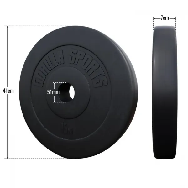 Gorilla Sports Činkový kotúč Olympia, plast, 15 kg
