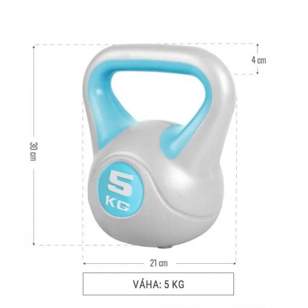 Gorilla Sports Kettlebell činka, vinylová, modrá, 5 kg