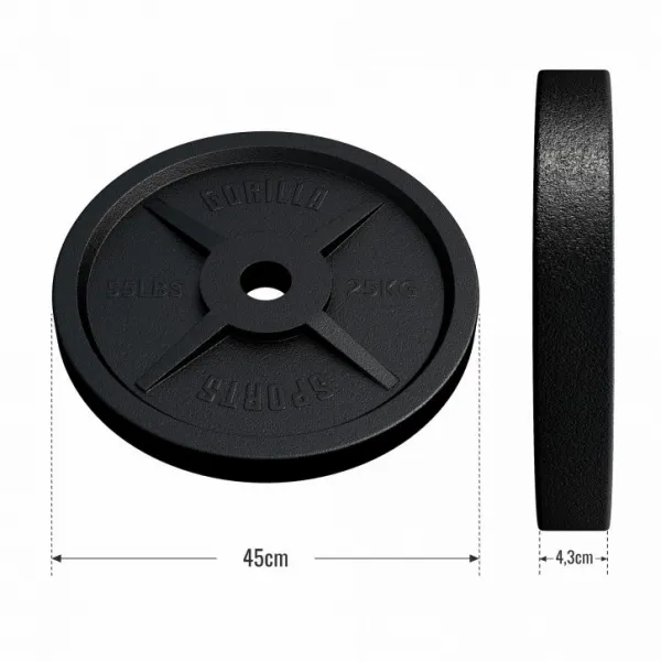 Gorilla Sports Záťažový kotúč 50/51 mm, liatina, 25 kg