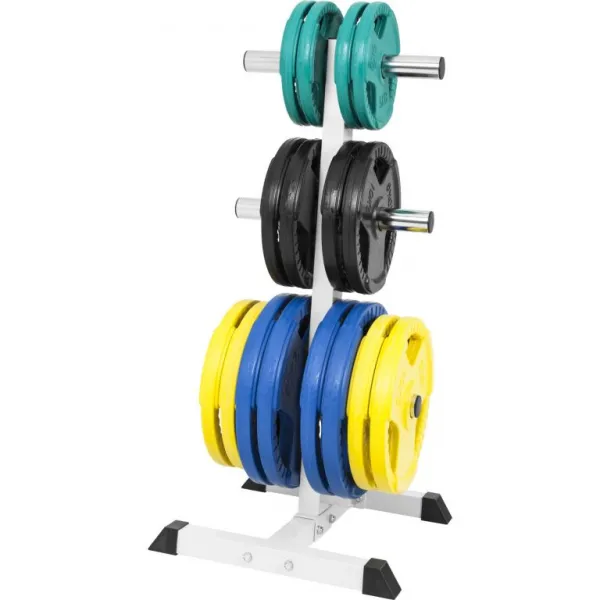 Gorilla Sports Stojan na olympijské kotúče 112 cm, biely