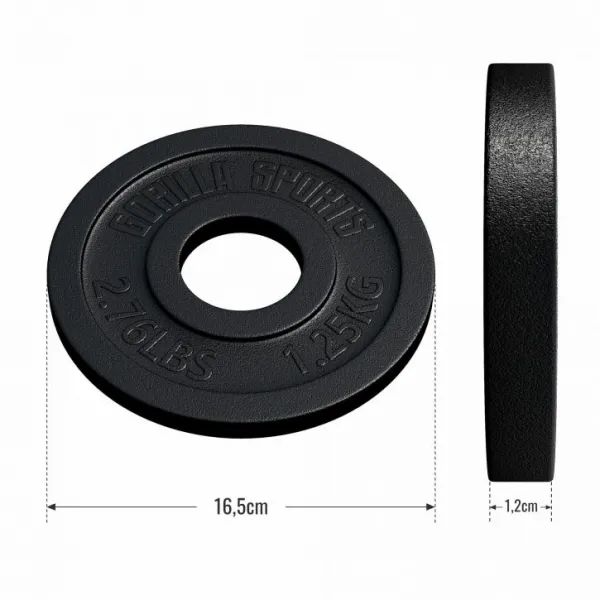 Gorilla Sports Záťažový kotúč 50/51 mm, liatina, 1,25 kg