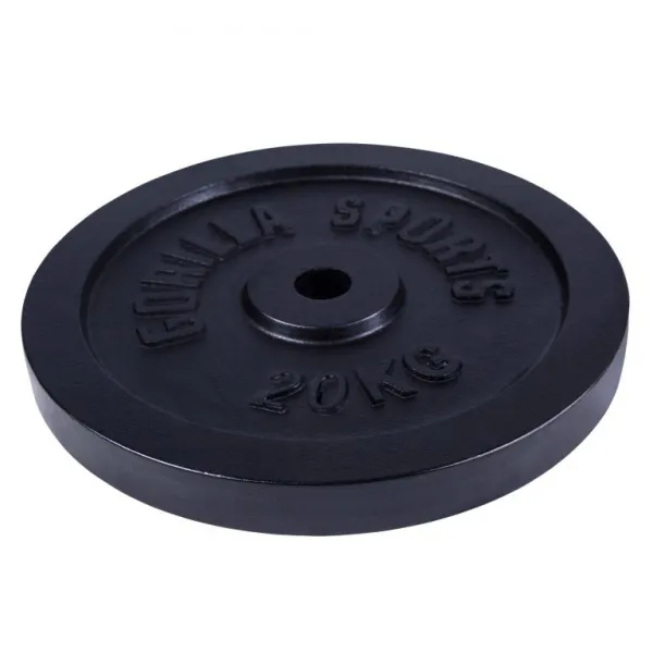 Gorilla Sports Liatinový záťažový kotúč, čierny, 20 kg