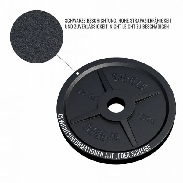 Gorilla Sports Záťažový kotúč 50/51 mm, liatina, 15 kg
