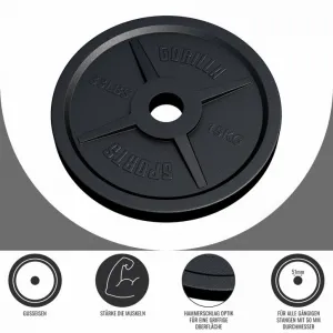 Gorilla Sports Záťažový kotúč 50/51 mm, liatina, 15 kg