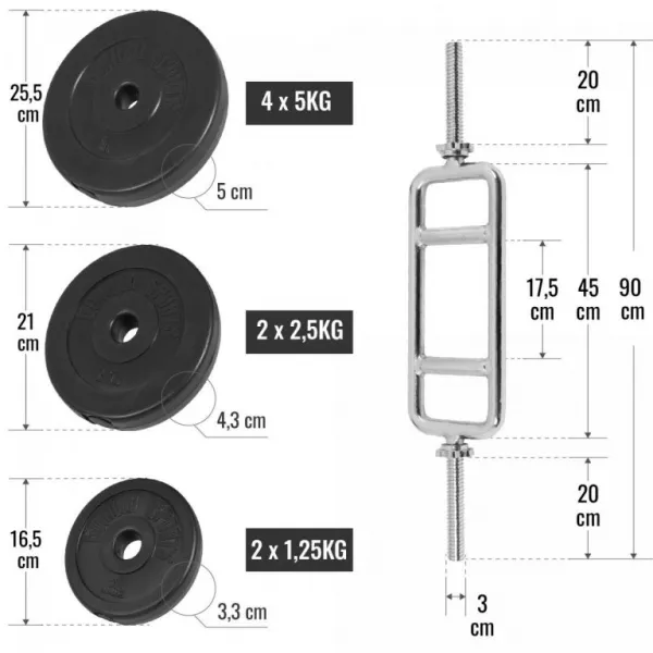 Gorilla Sports Tricepsová sada činiek, 35 kg