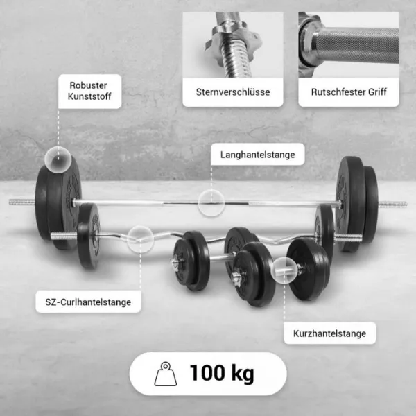 Gorilla Sports Nakladací činkový set, plastové závažie 100 kg