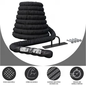 Gorilla Sports Posilňovacie lano s držiakom, 9 m x 3,8 cm