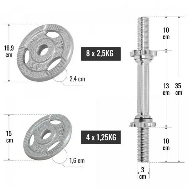 Gorilla Sports Sada činiek so závažím 30 kg, 30 mm