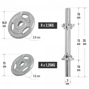 Gorilla Sports Sada činiek so závažím 30 kg, 30 mm