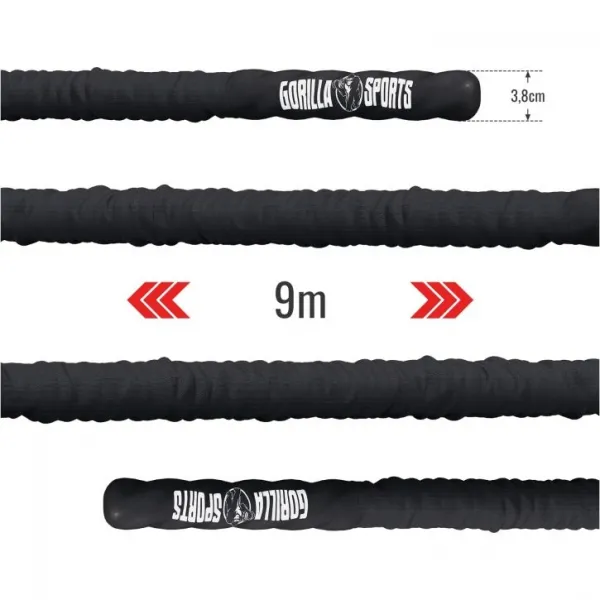 Gorilla Sports Posilňovacie lano s držiakom, 9 m x 3,8 cm