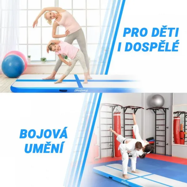 Physionics Airtrack nafukovacia žinenka, 6 m, modrá