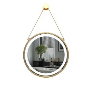 IREDA Kúpeľňové LED zrkadlo s osvetlením, zlatý rám, 60 cm