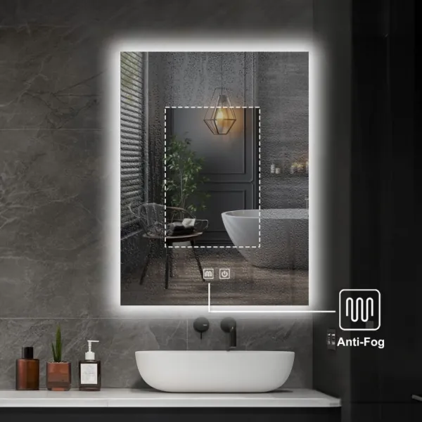 Kúpeľňové zrkadlo s LED, odmlžovaním a stmievaním 70x50 cm