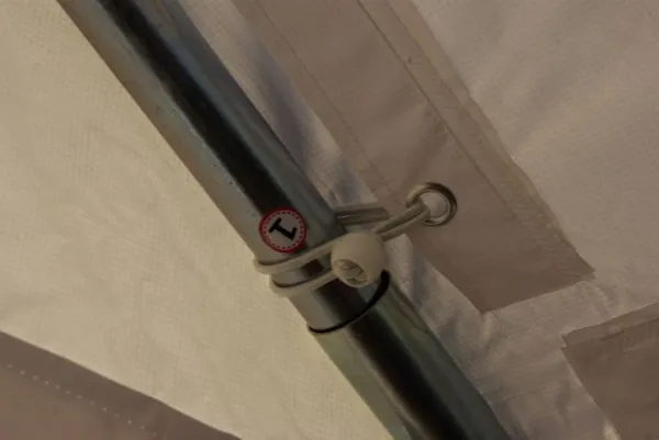 Garthen 391 Záhradný párty stan - biely s červeným lemom 3 x 4 m