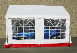 Garthen 391 Záhradný párty stan - biely s červeným lemom 3 x 4 m