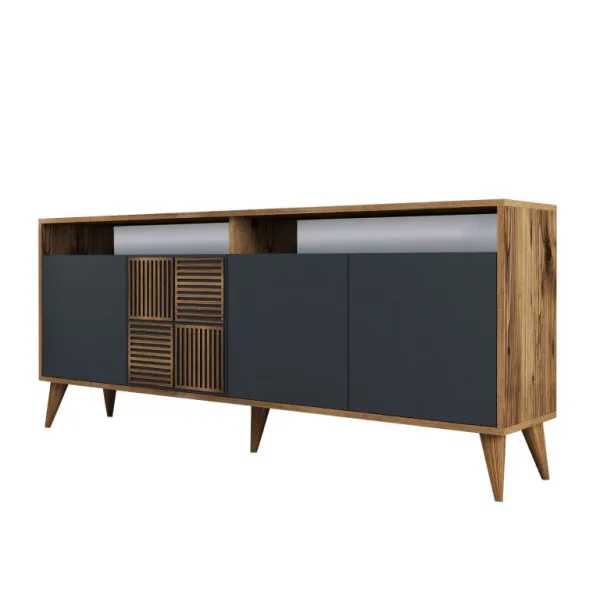 TV stolík MILAN, 180 x 78,6 x 35 cm, orech, antracit