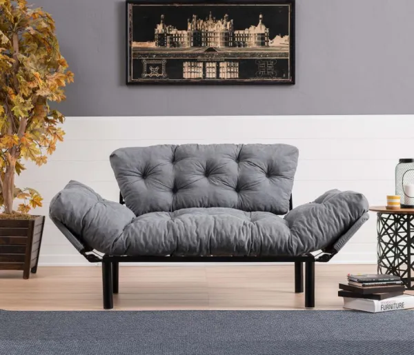 Dvojmiestna pohovka, 155 x 85 x 70 cm, sivá