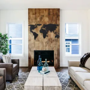 Mapa sveta na stenu, 60 x 120 cm, čierny kov