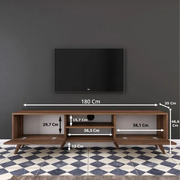 Televízna komoda, 180 x 48,6 x 35 cm, farba orech
