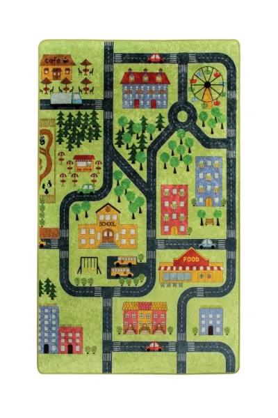 Detský koberec, 100 x 160 cm, vzor mesto