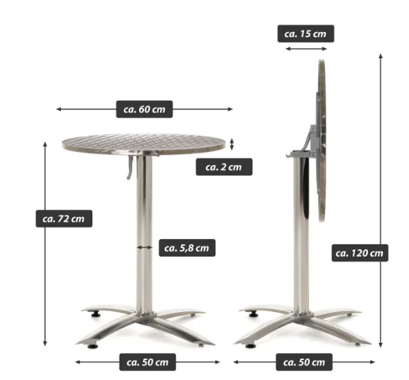 Bistro stôl, okrúhly, skladací, 60 cm