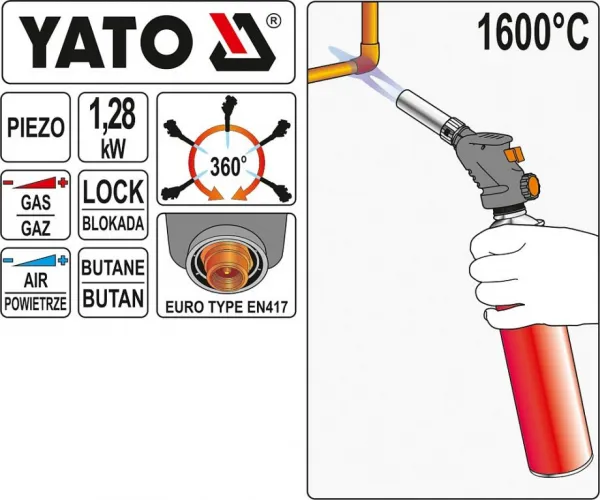 YATO YT-36709 Plynový hořák PROPAN-BUTAN 1,28kW