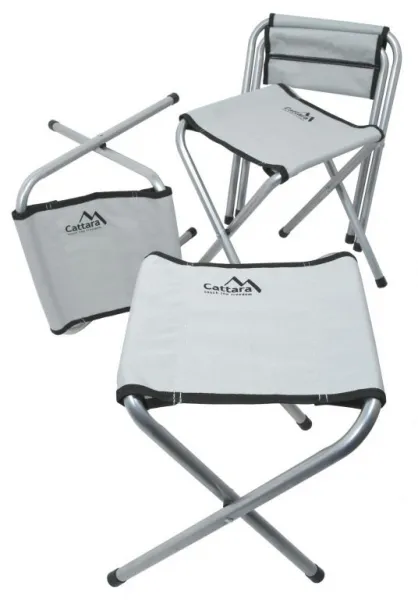 Set kemping DOUBLE sivý, 4 stoličky