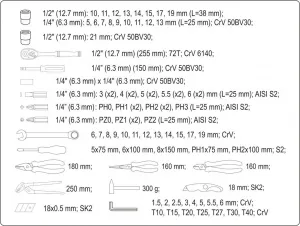 Skrinka s náradím 1/2", 1/4" - 80 ks