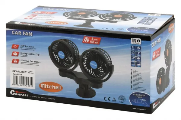 Ventilátor MITCHELL DUO - 12 V, na prísavku