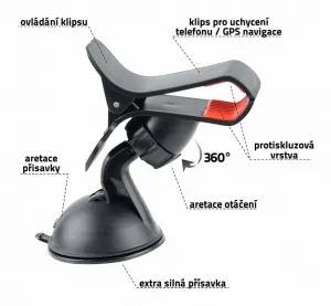 Držiak na telefón - GPS, na prísavku CLIPS