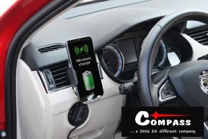 COMPASS Držiak telefónu Luke-X, bezdrôtové nabíjanie, silver