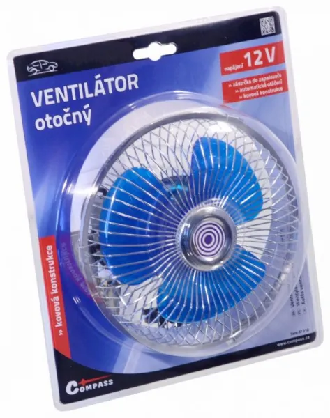 COMPASS Otočný ventilátor do auta, 18 cm, 12 V